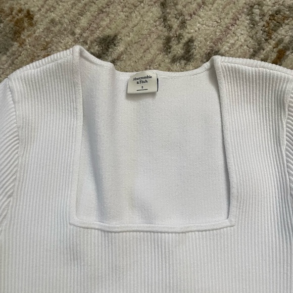 White Ribbed Square Neck Top - Picture 2 of 4